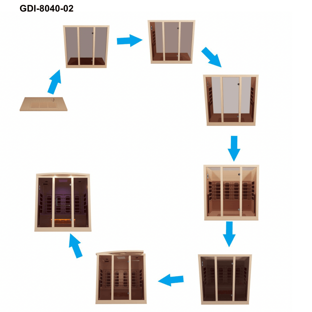 Golden Designs 4-Person Full Spectrum Near Zero EMF Indoor Infrared Sauna + Red Light Therapy & Himalayan Salt Bar | GDI-8040-03