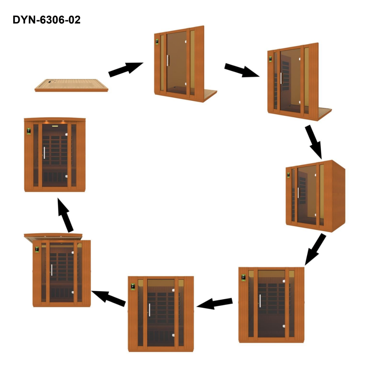 Dynamic Bellagio 3-person Low EMF FAR Indoor Infrared Sauna + Red Light Therapy | DYN-6306-02
