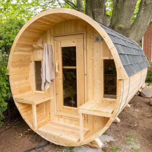Dundalk Leisurecraft Canadian Timber 6 Person Tranquility Outdoor Traditional Barrel Sauna | CTC2345
