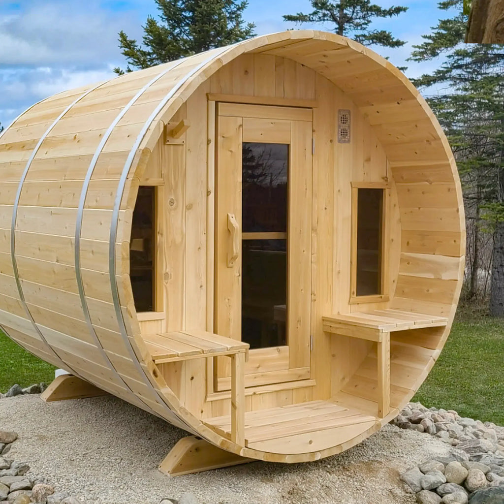 Dundalk Leisurecraft Canadian Timber 6 Person Tranquility Outdoor Traditional Barrel Sauna | CTC2345