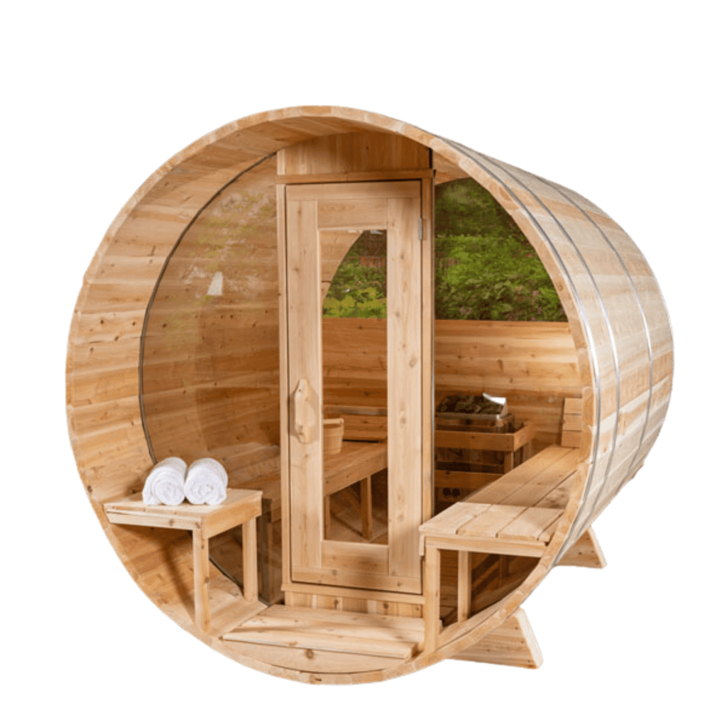 Dundalk Leisurecraft Canadian Timber 4 Person Serenity MP Outdoor Traditional Barrel Sauna | CTC2245MP