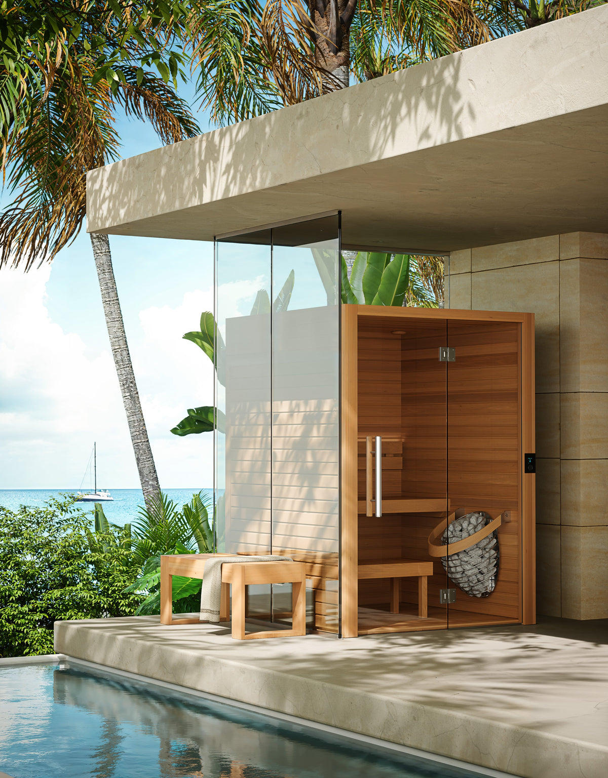 Auroom Cala Glass 2-4 Person Traditional Indoor Sauna