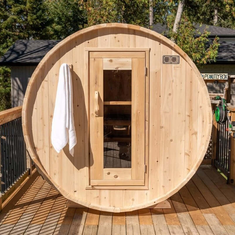 Dundalk Leisurecraft Canadian Timber 4 Person Harmony Outdoor Traditional Barrel Sauna | CTC22W
