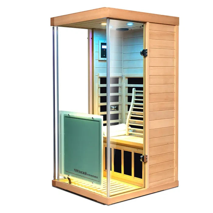 Wizzisaunas 909MX 1-Person Full Spectrum Near Zero EMF Indoor Infrared Sauna + Medical-Grade Red Light Therapy