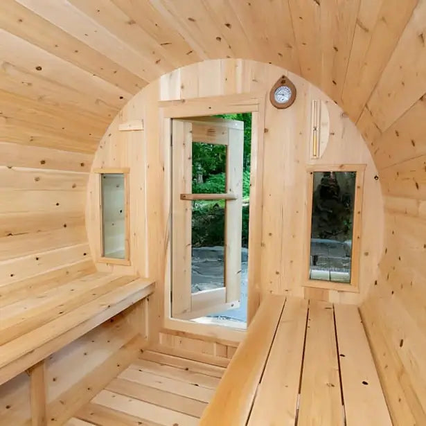 Dundalk Leisurecraft Canadian Timber 6 Person Tranquility Outdoor Traditional Barrel Sauna | CTC2345