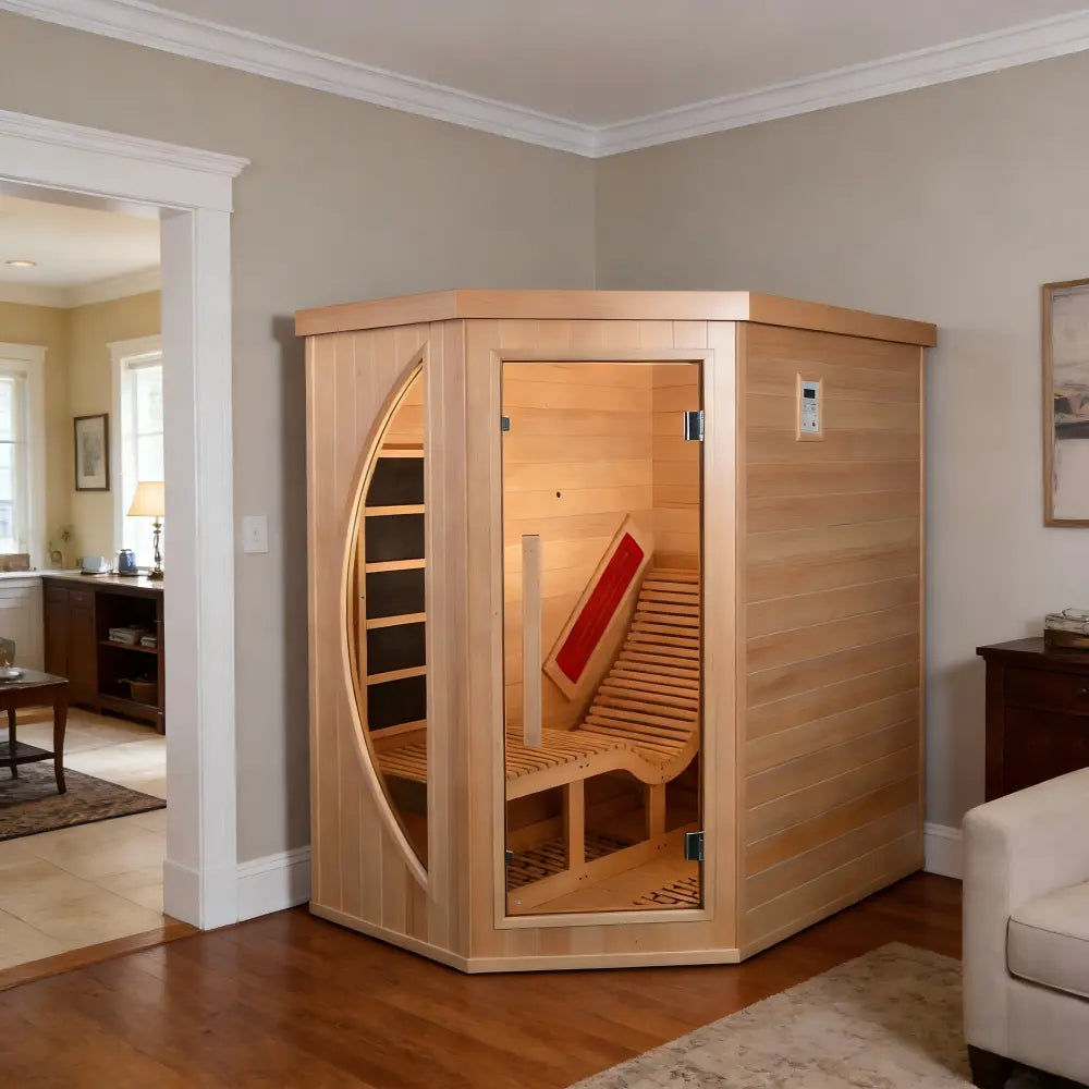 Anyi 2 Person Far Infrared Indoor Sauna w/ Ergo Recliner Bench
