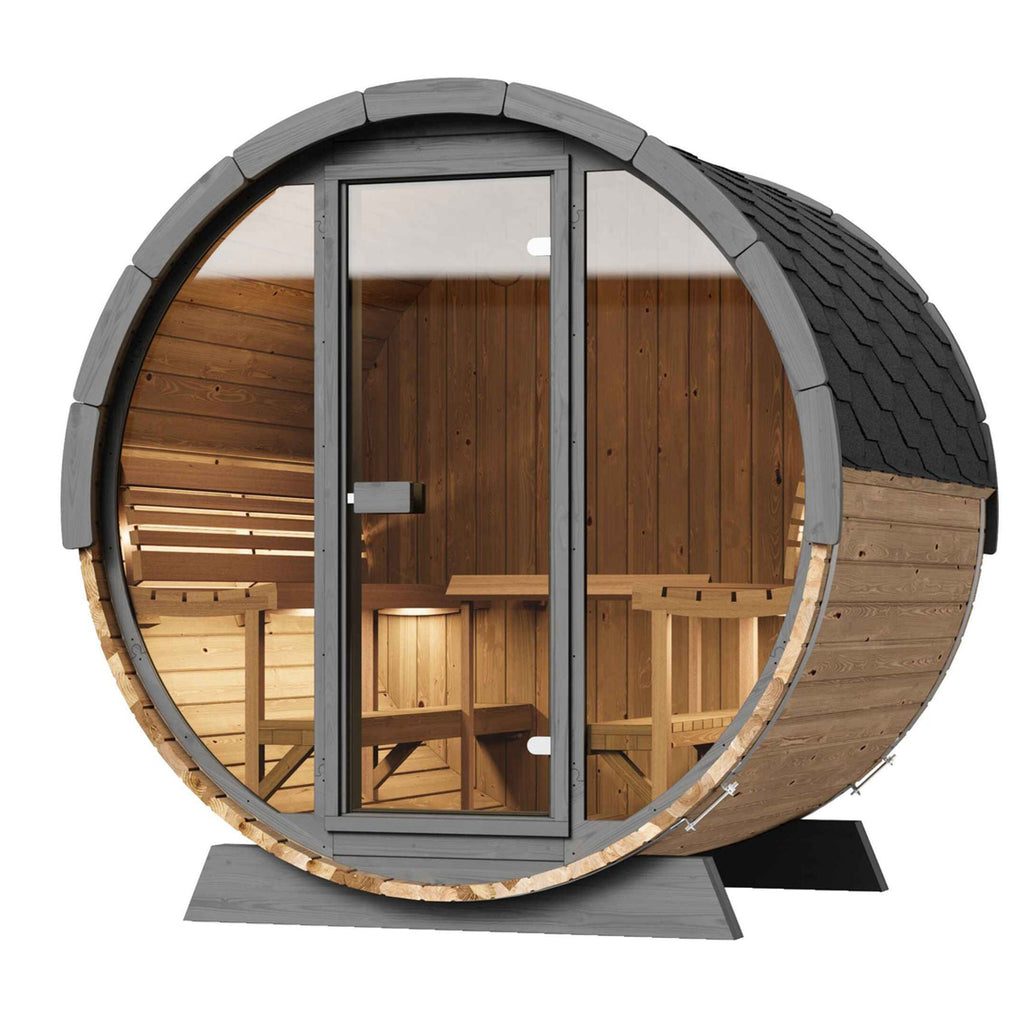 SaunaLife 6 Person 6.6' Long Outdoor Traditional Barrel Sauna | Ergo Model EE8G
