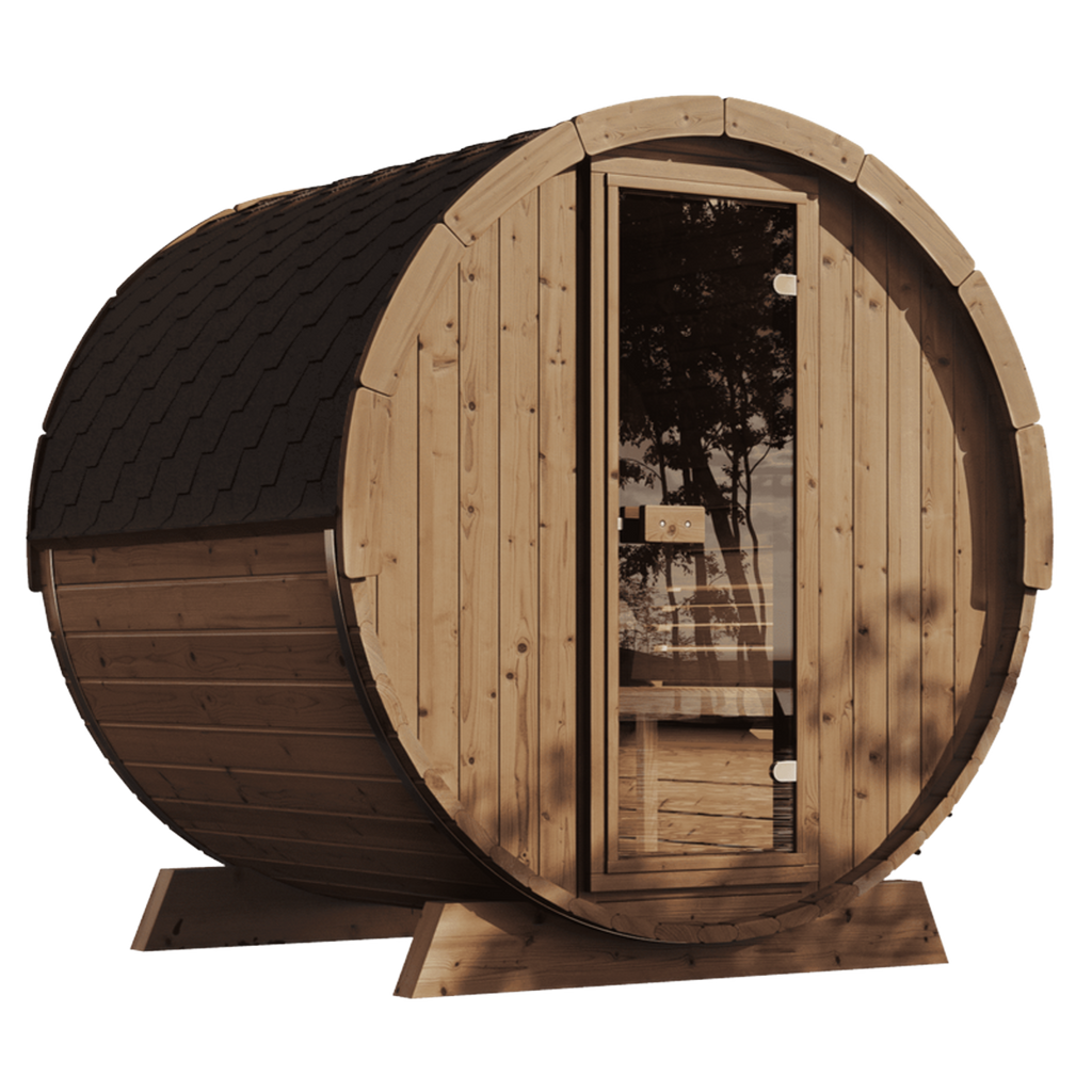 SaunaLife 4 Person 6' Long Outdoor Traditional Barrel Sauna | Ergo Model E7