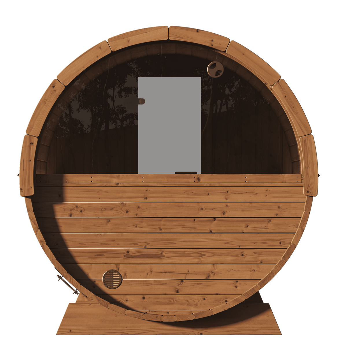 SaunaLife 6 Person 7' Long Outdoor Traditional Barrel Sauna w/ Rear Window | Ergo Model E8W