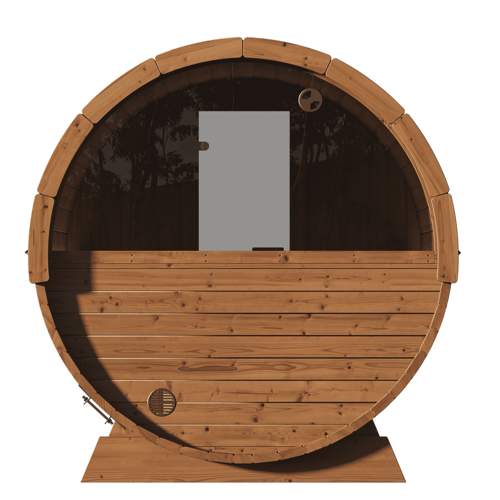 SaunaLife 2-3 Person 5' Long Outdoor Traditional Barrel Sauna w/ Rear Window  | Ergo Model E6W