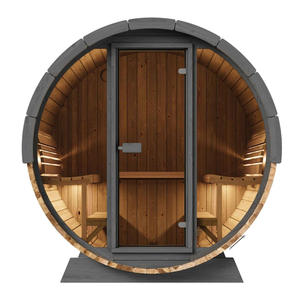 SaunaLife 6 Person 6.6' Long Outdoor Traditional Barrel Sauna | Ergo Model EE8G