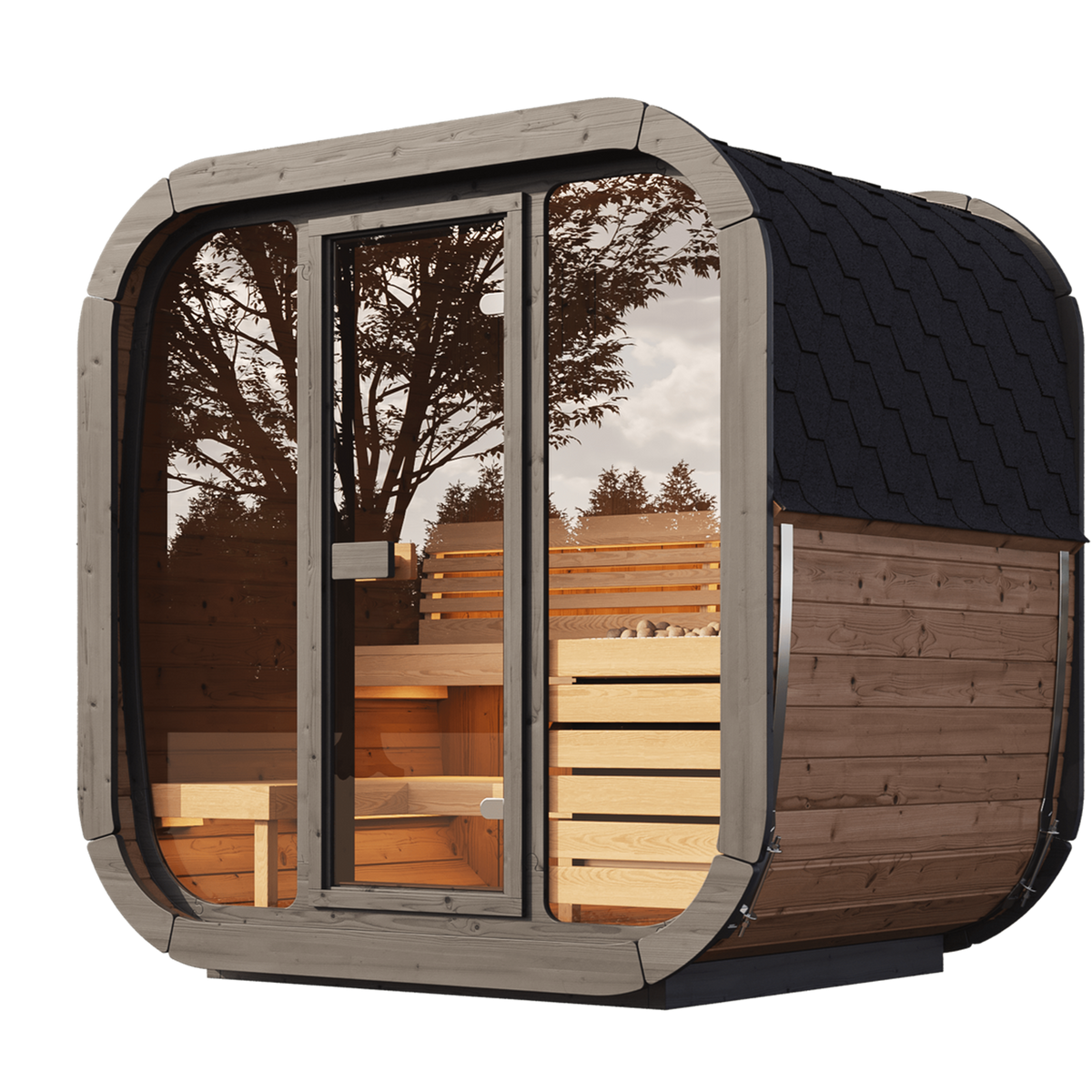 SaunaLife 4 Person 4.6' Long Outdoor Traditional Cube Sauna | Model CL5G