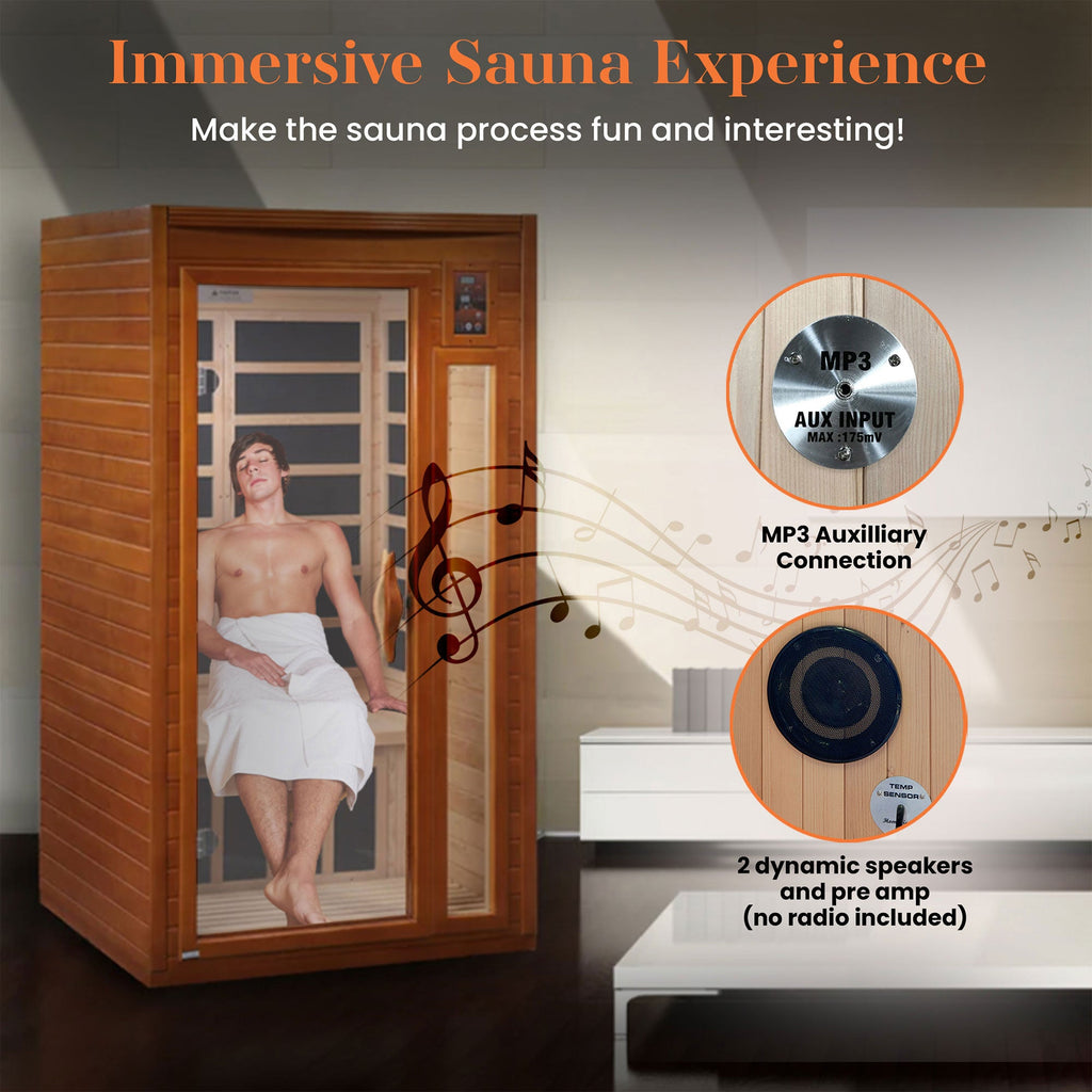 Dynamic Barcelona Elite 1-2-person Ultra Low EMF FAR Indoor Infrared Sauna + Red Light Therapy | DYN-6106-01-Elite