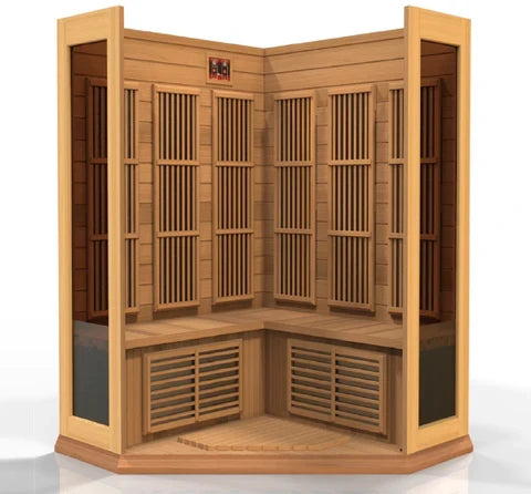 Maxxus 3-Person Corner Near Zero EMF FAR Indoor Infrared Sauna + Red Light Therapy | MX-K356-01-ZF-CED