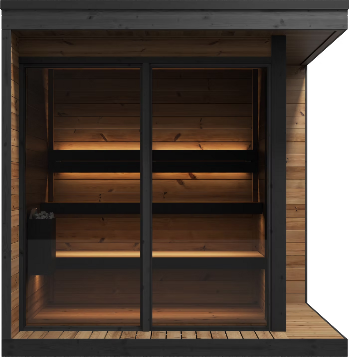 SaunaLife 6 Person Glass Corner Outdoor Traditional Sauna | Model GL6