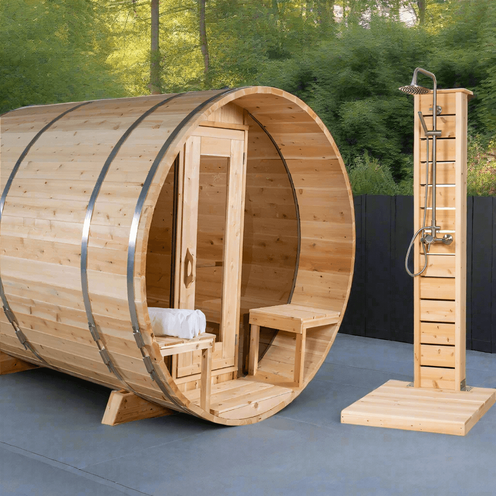 Dundalk Leisurecraft Canadian Timber 4 Person Serenity MP Outdoor Traditional Barrel Sauna | CTC2245MP
