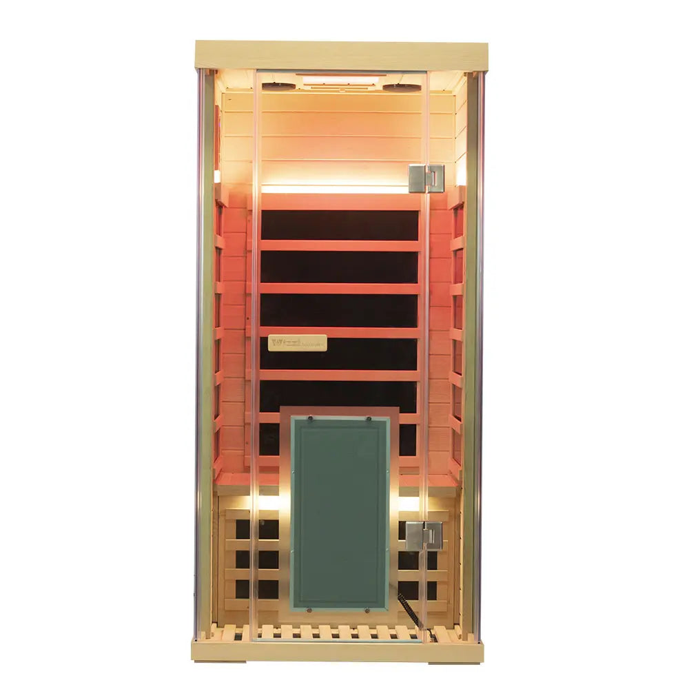 Wizzisaunas S01 1-Person Full Spectrum Near Zero EMF Indoor Infrared Sauna + Medical-Grade Red Light Therapy
