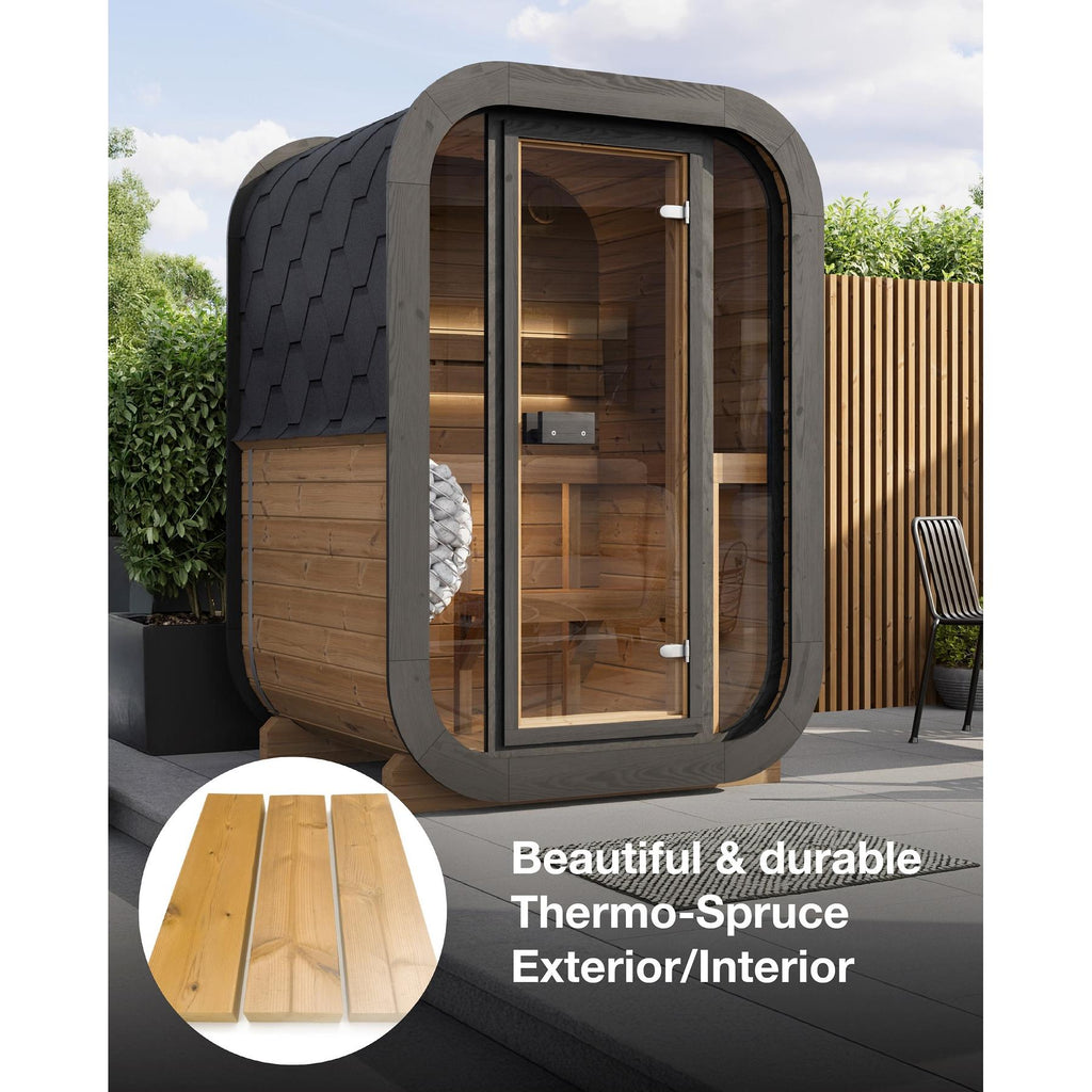SaunaLife 2 Person 4.2' Long Outdoor Traditional Cube Sauna | Model CL3G